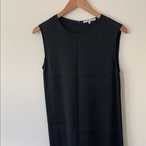 HELMUT LANG Black Midi Satin Shift Dress